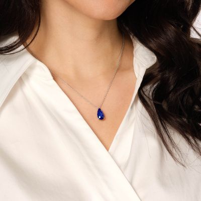 Solitaire Pear Shape Sapphire Pendant
