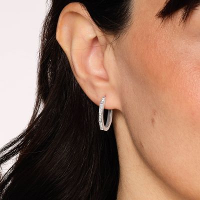 Story Platinum Diamond Hoop Earrings