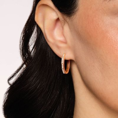 Story Rose Gold Diamond Hoop Earrings