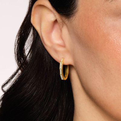 Story Yellow Gold Diamond Hoop Earrings