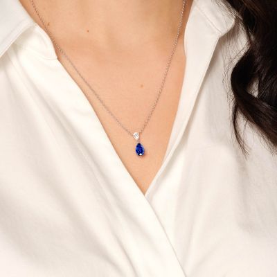 Wallace Blue Sapphire and Diamond Pendant 