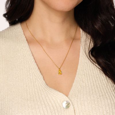 Solitaire Pear Shape Yellow Diamond Pendant