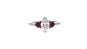 R2117 - TRIO DIAMOND AND HEART SHAPE RUBY RING