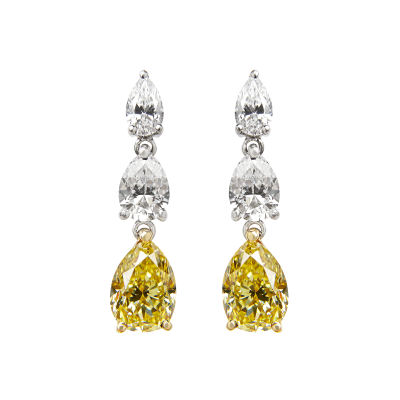 Trilogy Natural Fancy Yellow and White Diamond Earrings