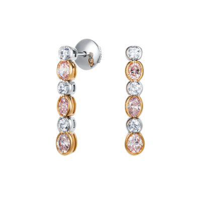 Petal Pink and White Diamond Earrings