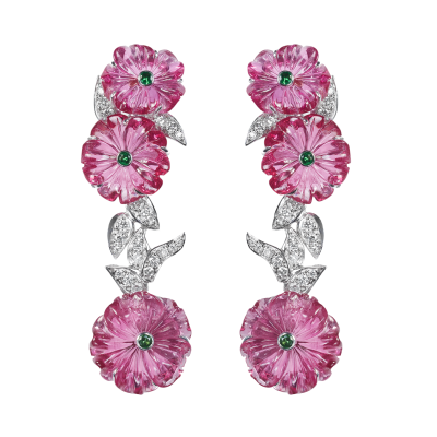 Pink Tourmaline and Diamond Earrings