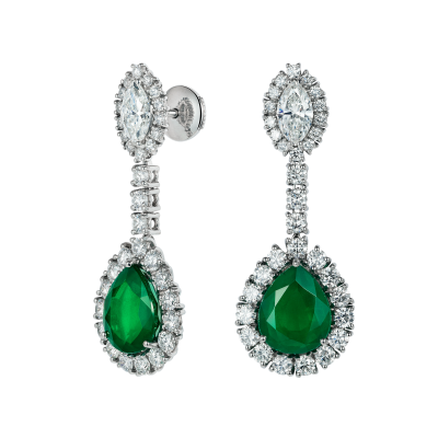 Imperial Emerald and Diamond Earrings