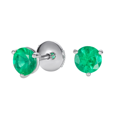 Solitaire Emerald Stud Earrings 