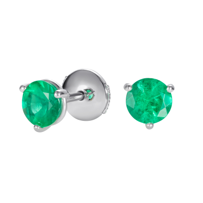 Solitaire Emerald Stud Earrings