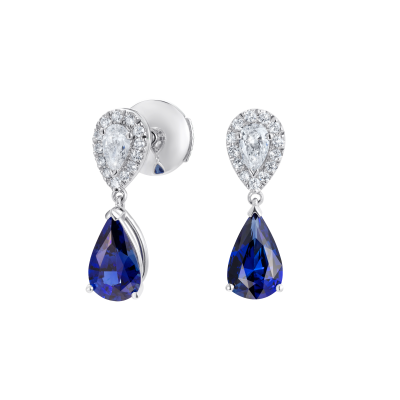 Burlington Royal Blue Sapphire and Diamond Earrings 