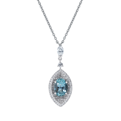 Cleopatra Aquamarine and Diamond Pendant