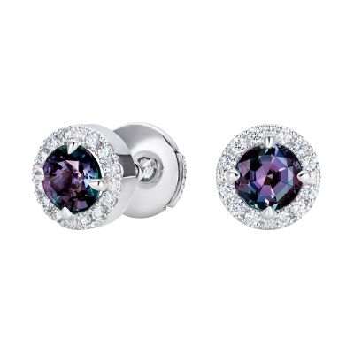Regal Alexandrite and Diamond Earrings