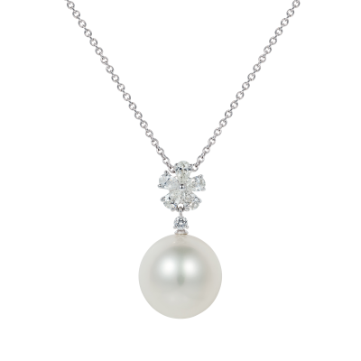 Beauchamp White Pearl and Diamond Pendant