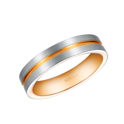 Bicolour Wedding Ring with Carved Detail