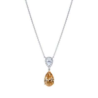 Burlington Peach Diamond and White Diamond Pendant