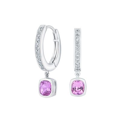 Venus Pink Sapphire and Diamond Hoop Earrings