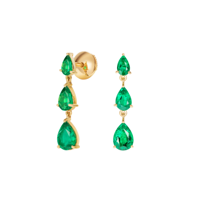 Trilogy Pear Shape Emerald Earrings