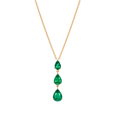 Trilogy Pear Shape Emerald Pendant