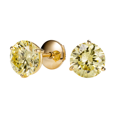 Solitaire Fancy Yellow Diamond Studs 2.70 Carats