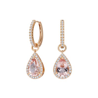 Hoop Morganite and Diamond Earrings 