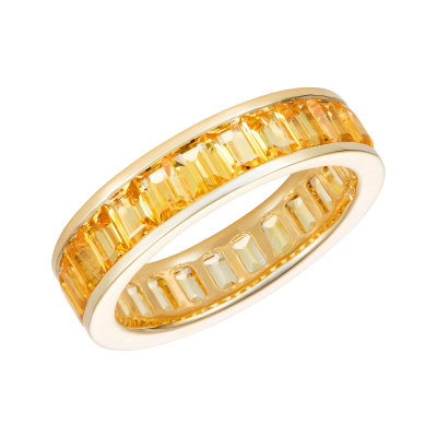 Emerald Cut Yellow Sapphire and Yellow Gold Eternity Ring