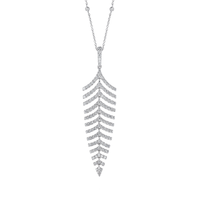 Fern Diamond Pendant in White Gold