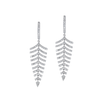 Fern Diamond Earrings in White Gold