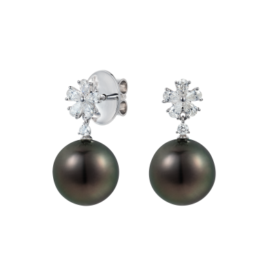 Beauchamp Tahitian and Diamond Earrings