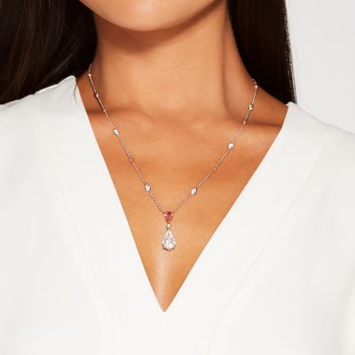Mayfair Rose Pink and White Diamond Necklace 