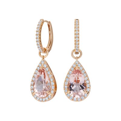 Hoop Morganite and Diamond Earrings 