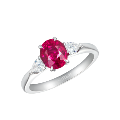 Trio Ring Oval Ruby and Diamond