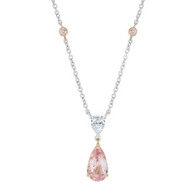 Wallace Padparadscha Sapphire, Diamond and Pink Diamond Necklace