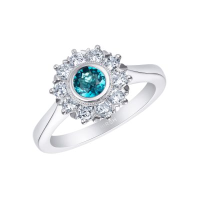 Pentagon Paraíba Tourmaline & Diamond Cluster Ring
