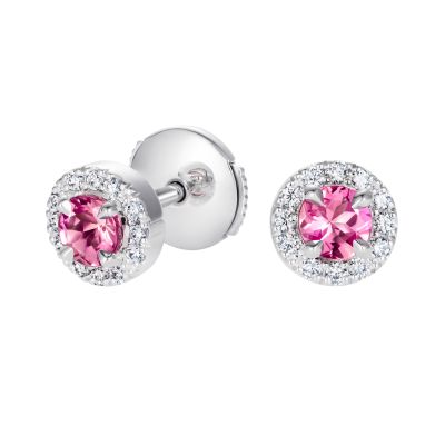 Regal Pink Sapphire and Diamond Earrings 