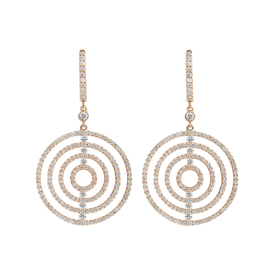 Large Rose Gold Diamond Saturn Drop Earrings