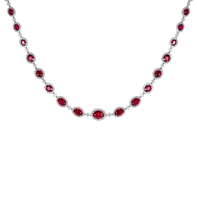 Regal Ruby and Diamond Necklace