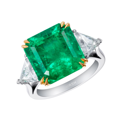 Emerald and Diamond Trio Ring