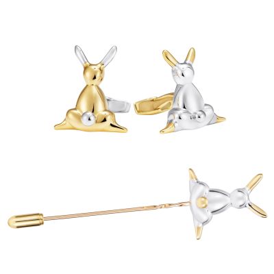 Lucky Rabbit Cufflinks and Tie Pin Set