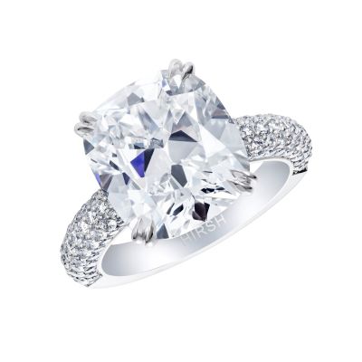 Reflection 7.35 Carat Cushion Cut Diamond Ring with Pavé Shoulders