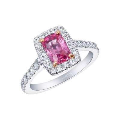 Regal Cushion Cut Padparadscha Sapphire and Diamond Ring 