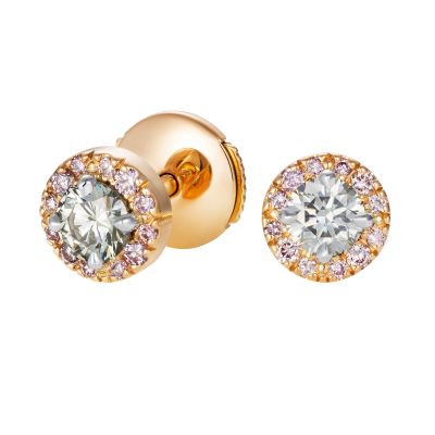 Regal Grey Diamond and Pink Diamond Earrings