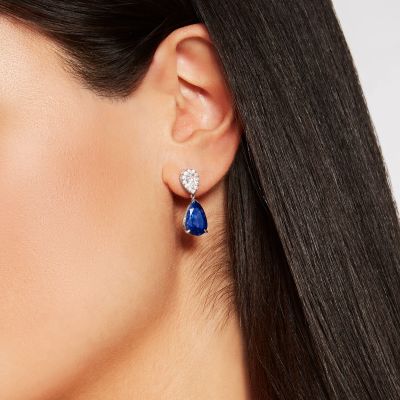 Burlington Royal Blue Sapphire and Diamond Earrings
