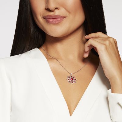 Snowflake Pendant set with Rubies and Diamonds