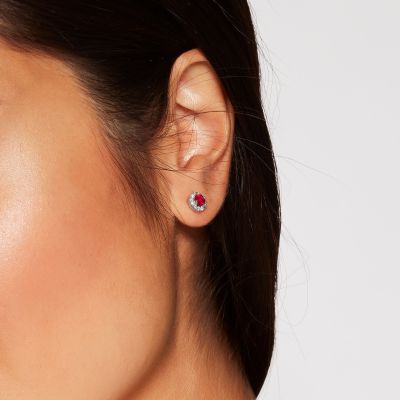 Regal Ruby and Diamond Earrings