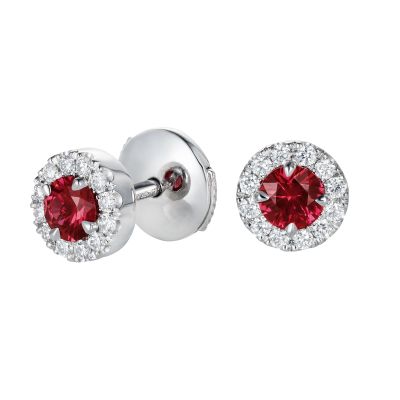 Regal Ruby and Diamond Earrings