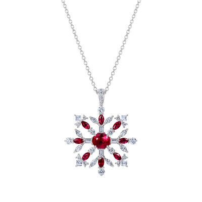 Snowflake Pendant set with Rubies and Diamonds