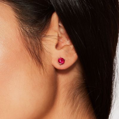 Solitaire Ruby Stud Earrings