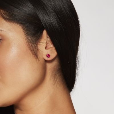 Solitaire Ruby Stud Earrings