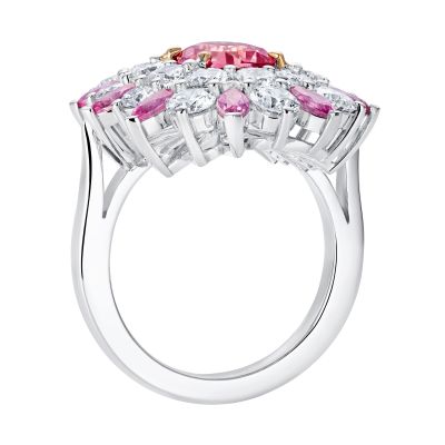 Sakura Padparadscha Sapphire and Diamond Ring