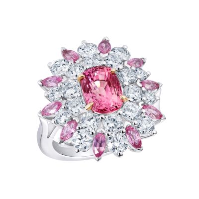 Sakura Padparadscha Sapphire and Diamond Ring